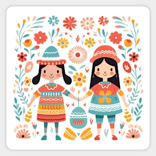 Scandinavian Folk Art Couple Magnet